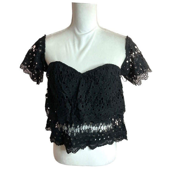 Dance and Marvel Black Lace Bustier Crop Top - Picture 1 of 8
